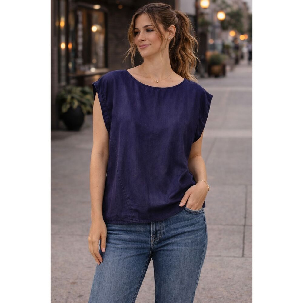 Minimum Denmark Kammy Top Blue Sleeveless Back Zipper Size 6